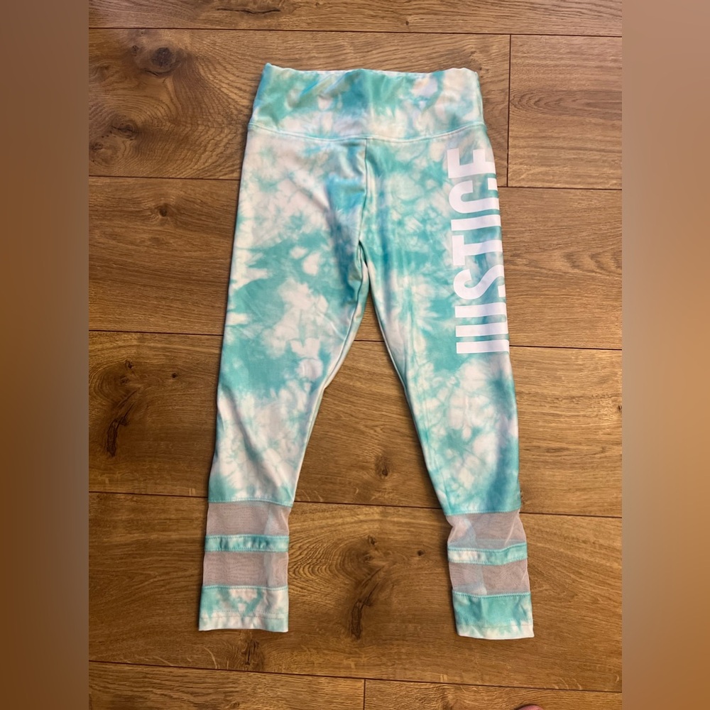 Aqua justice leggings with mesh detail. Size 10